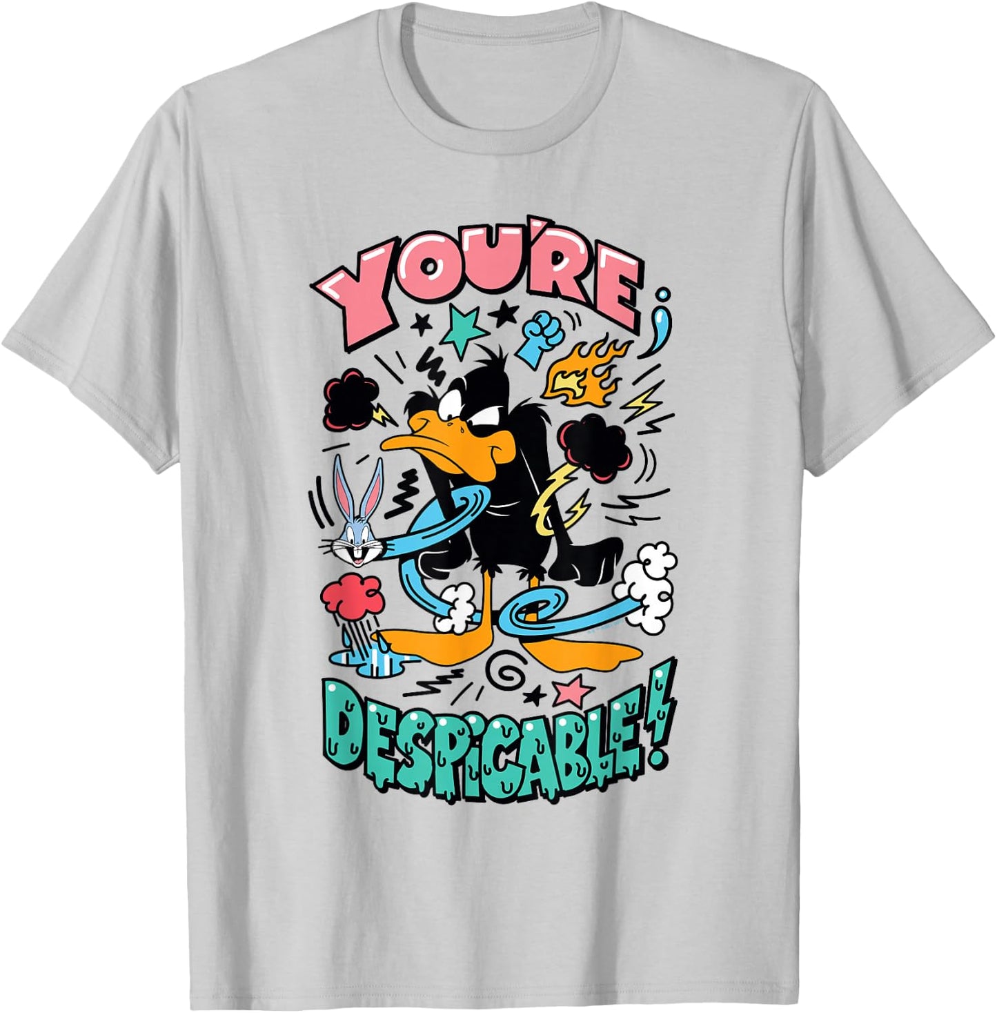 Looney Tunes Daffy Duck You're Despicable T-Shirt - T-Shirt | Ash