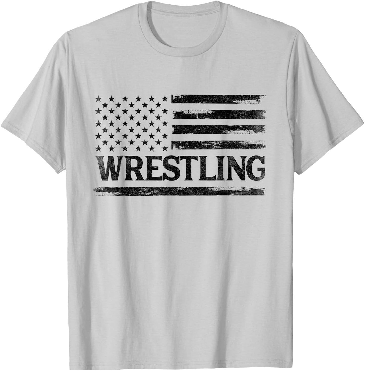 Wrestling Black Vintage USA Flag Wrestler Coach T-Shirt - T-Shirt | Ash