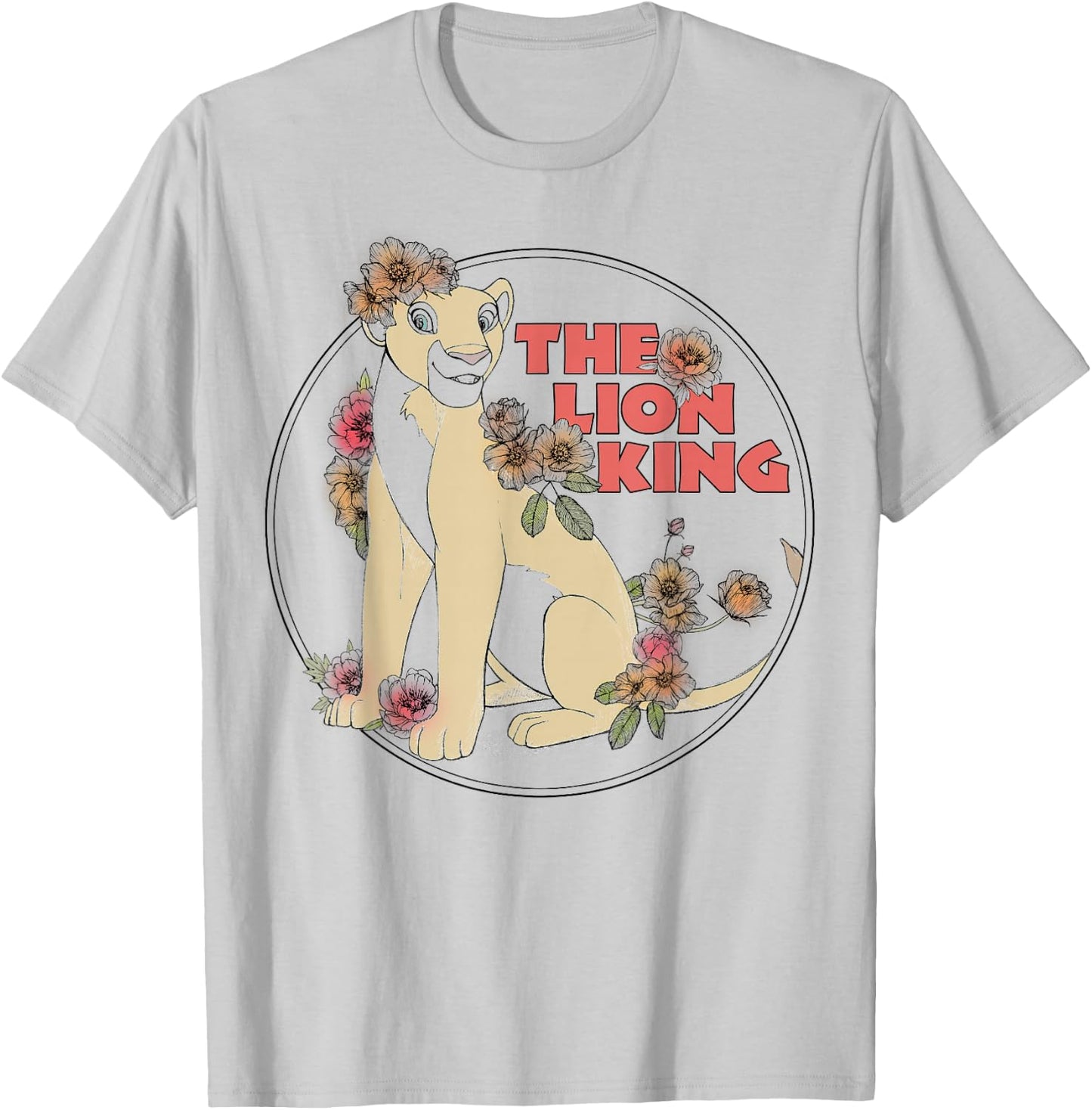 Disney Lion King Nala Covered In Flowers Logo T-Shirt - T-Shirt | Ash