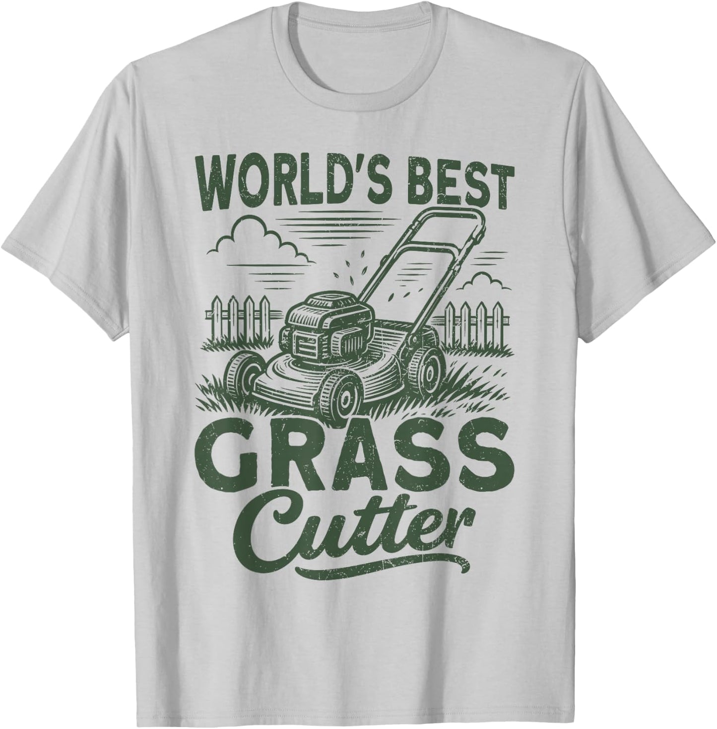 Worlds Best Grass Cutter Lawn Mower Gardening T-Shirt - T-Shirt | Ash