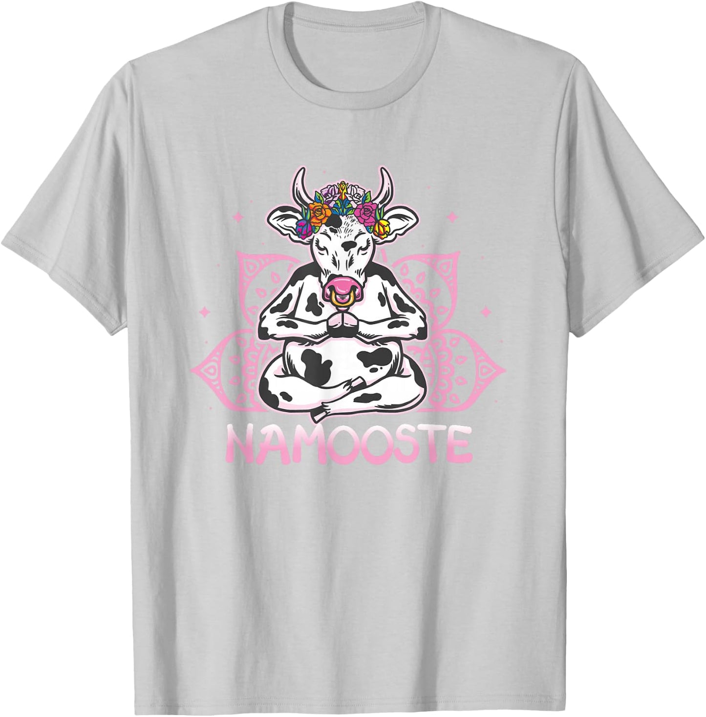 Namooste Meditating Cow Yoga Meditation Namaste T-Shirt - T-Shirt | Ash