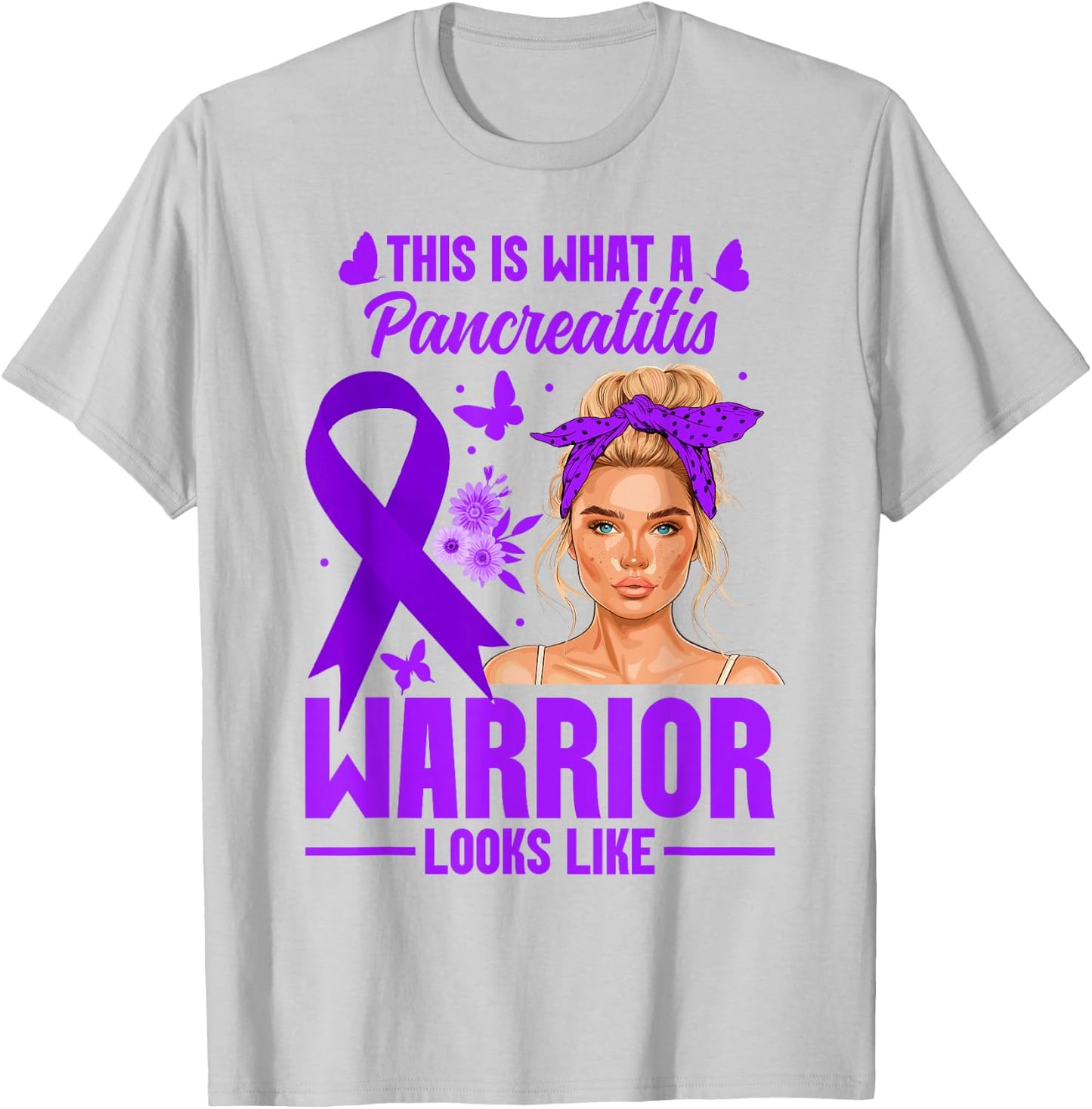 Pancreatitis Awareness Women Warrior Pancreatitis T-Shirt - T-Shirt | Ash
