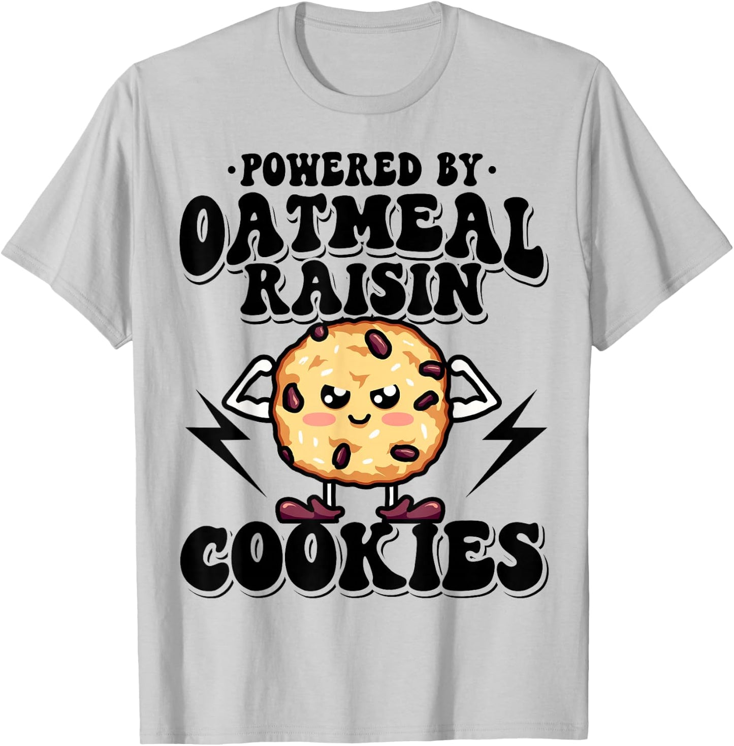 Powered by Oatmeal Raisin Cookies T-Shirt - T-Shirt | Ash