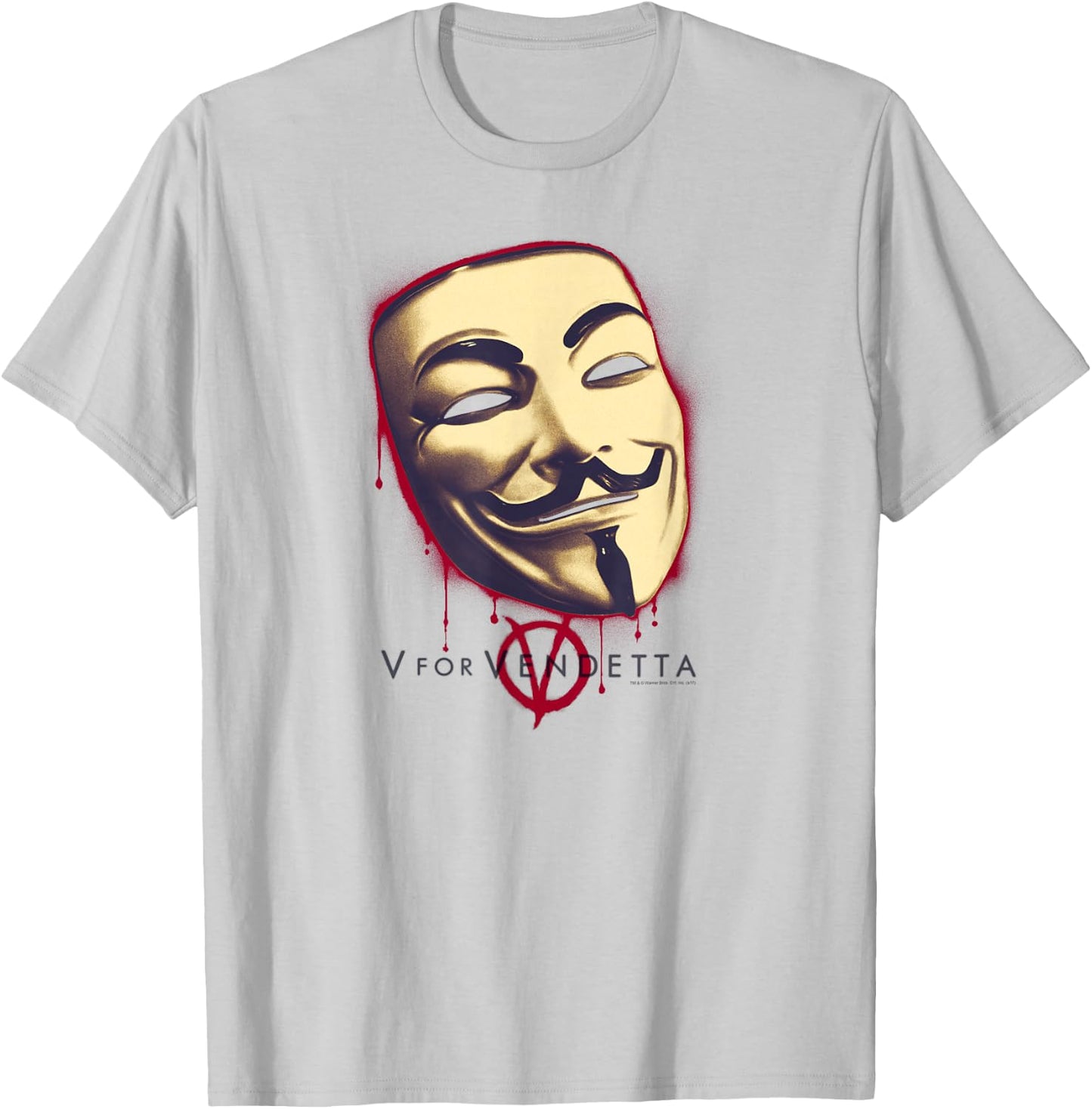 V for Vendetta Fawk's Mask T-Shirt - T-Shirt | Ash