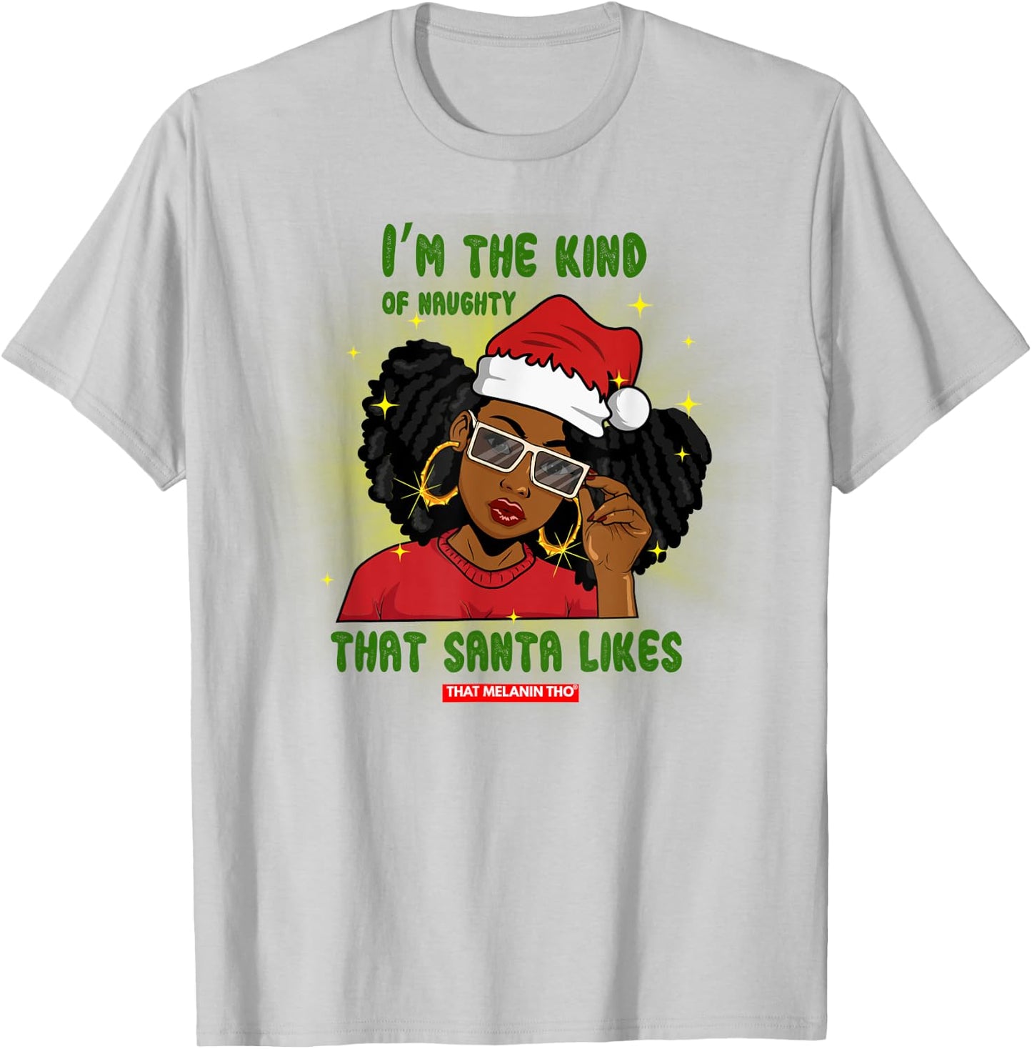 I'm The Naughty Santa Likes Black Afro Mrs. Claus Christmas Short Sleeve T-Shirt - T-Shirt | Ash
