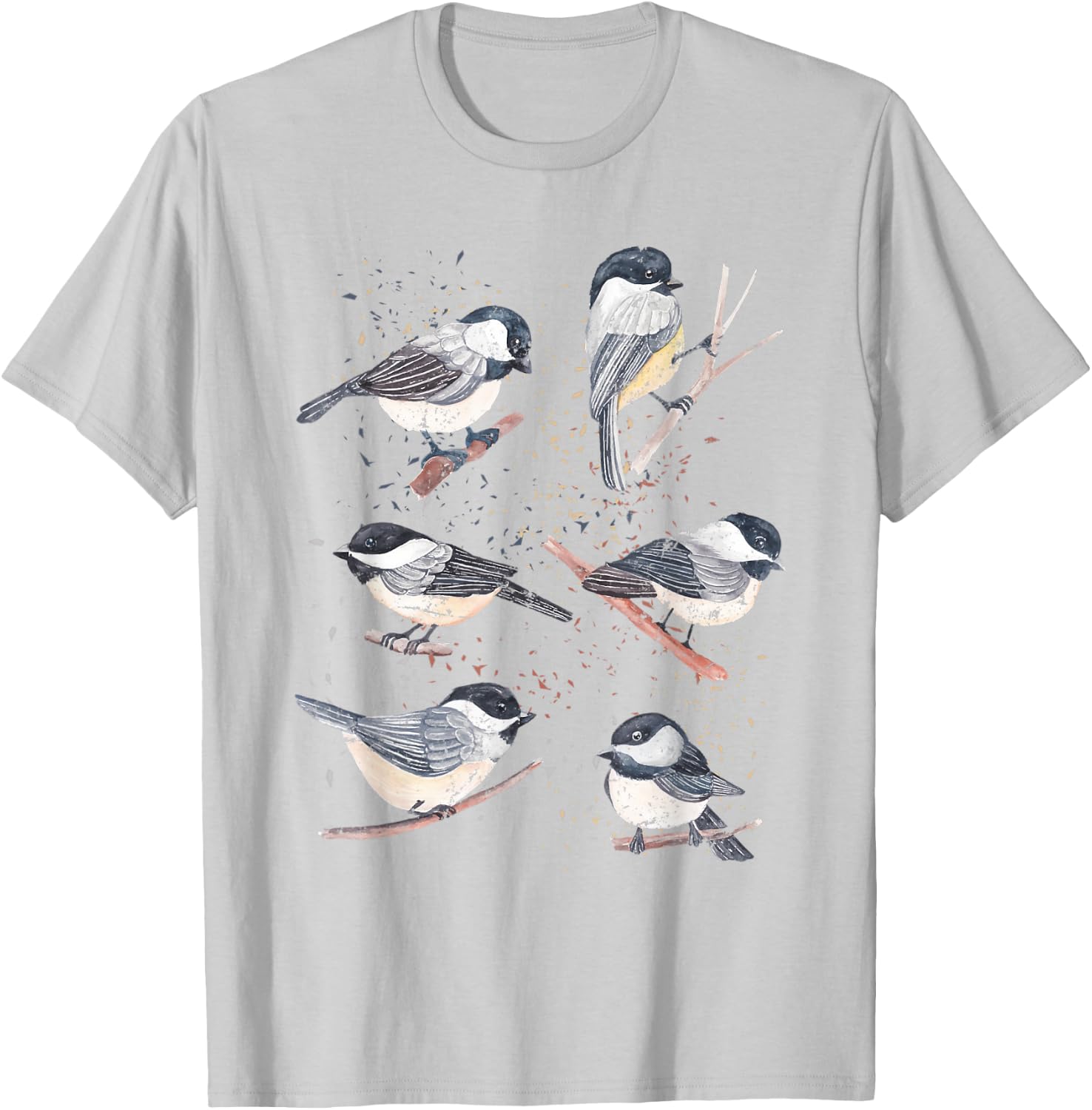 Bird Watching Birding Animal Nature Vintage Chickadee T-Shirt - T-Shirt | Ash
