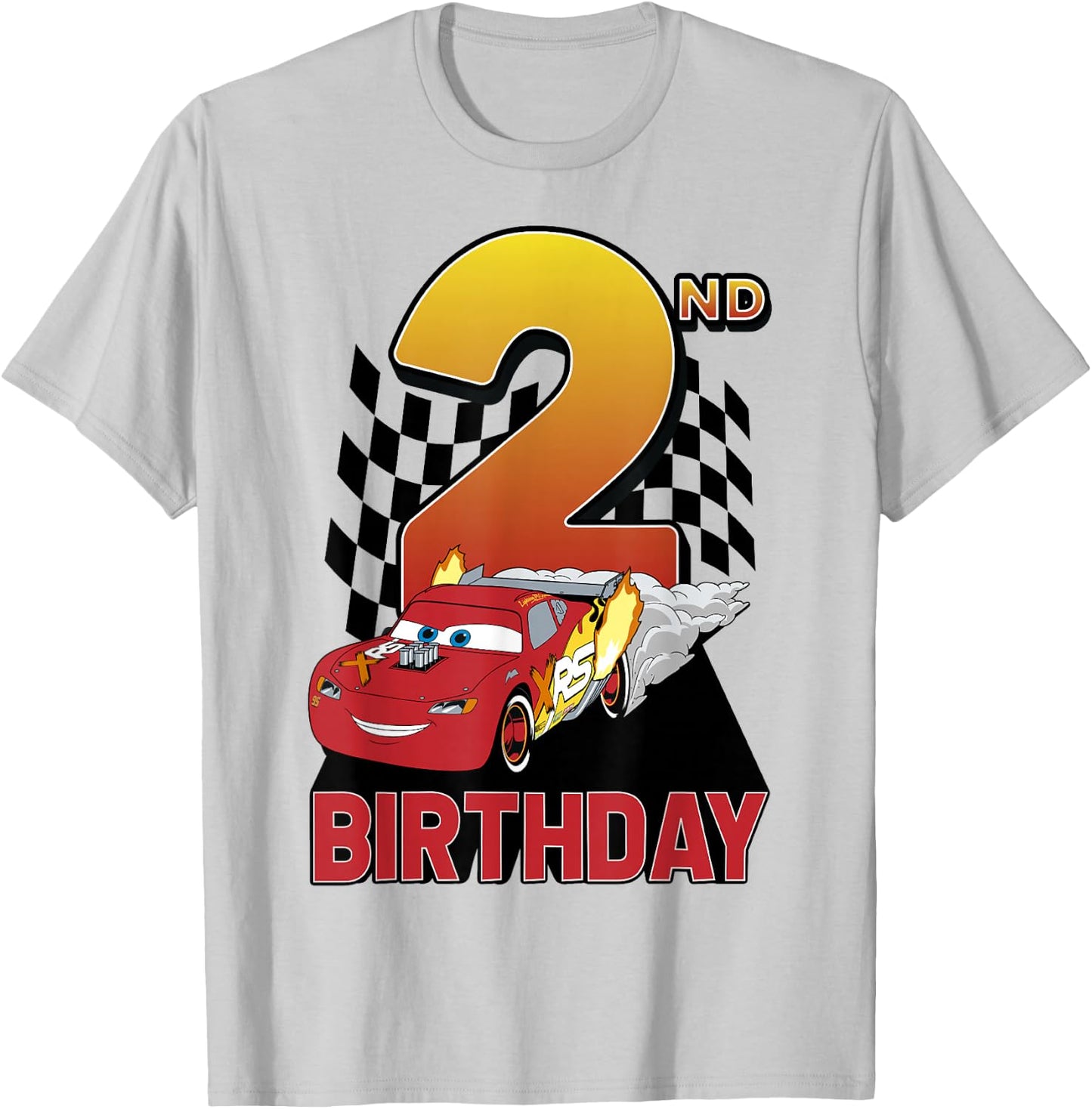 Disney Pixar Cars Lightning McQueen 2nd Birthday Peel Out Small T-Shirt - T-Shirt | Ash