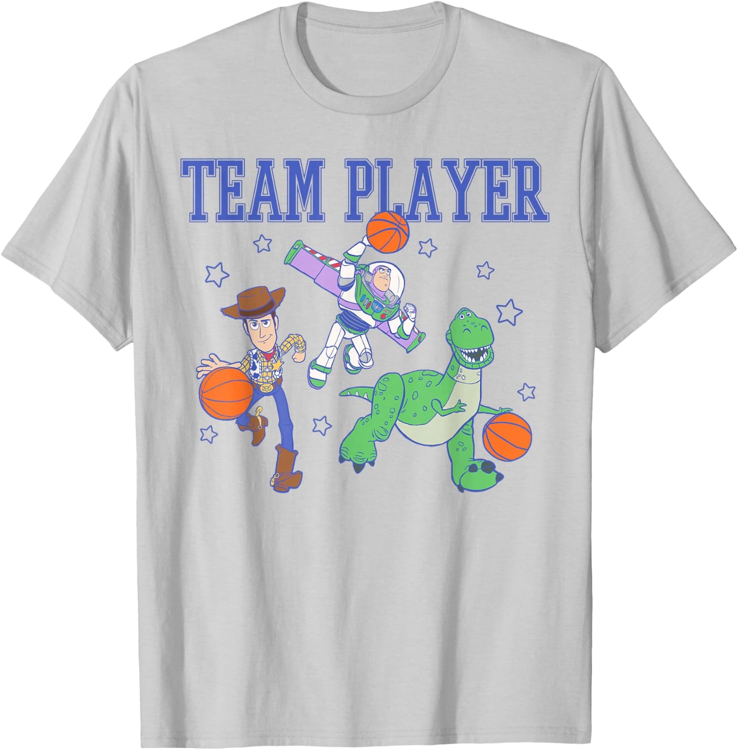 Disney Pixar Toy Story Team Player Woody Buzz Rex Basketball T-Shirt - T-Shirt | Ash