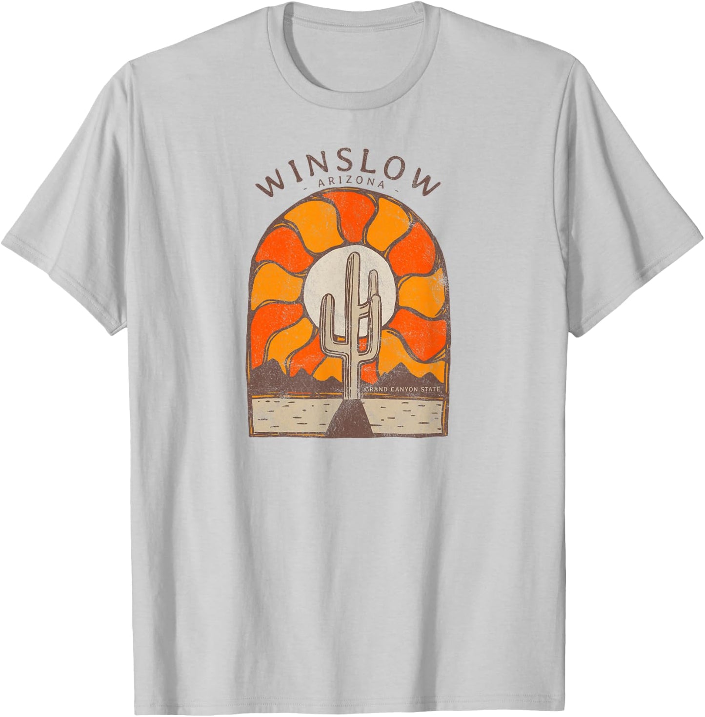 Vintage Retro Style Sunset Desert Landscape Winslow Arizona T-Shirt - T-Shirt | Ash