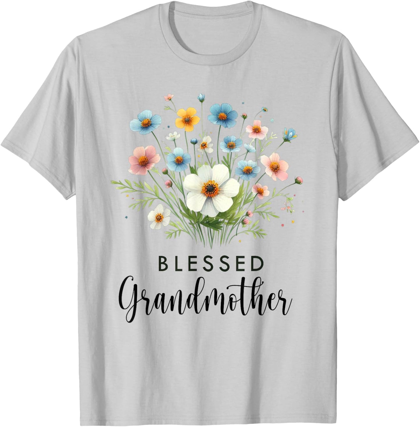 Blessed Grandmother Cute Floral Women For Nana Mother's Day T-Shirt - T-Shirt | Ash