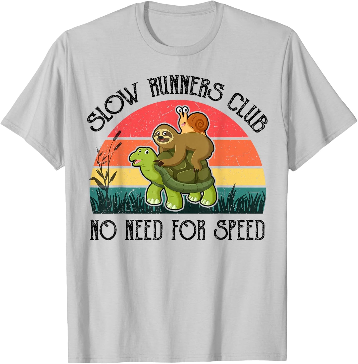 Funny Lazy Sloth Shirt Snail Riding Turtle Slow Runners Club T-Shirt - T-Shirt | Ash