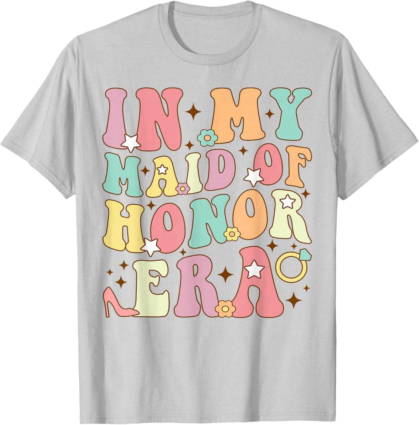 In My Maid Of Honor Era Groovy Wedding Bachelorette Party T-Shirt - T-Shirt | Ash
