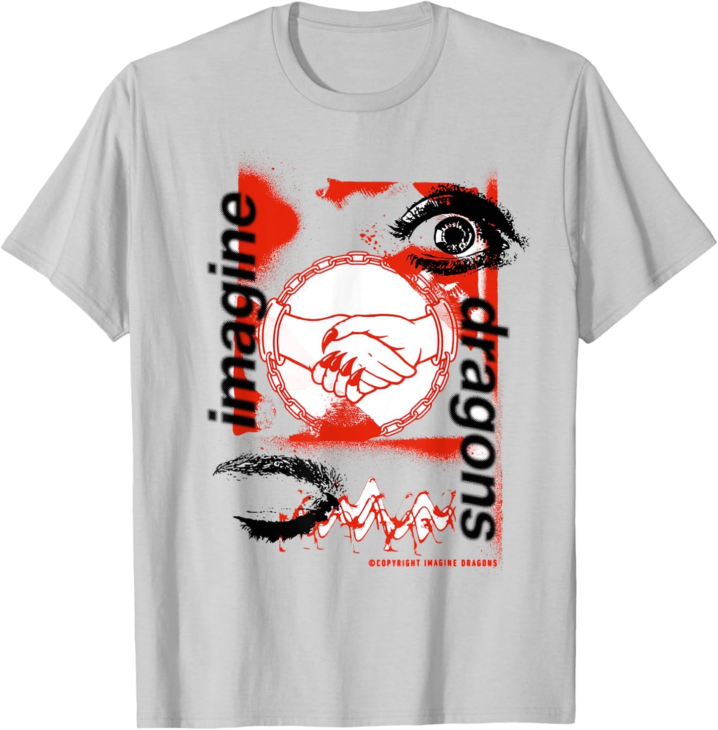 Official Imagine Dragons Handshake White T-Shirt - T-Shirt | Ash