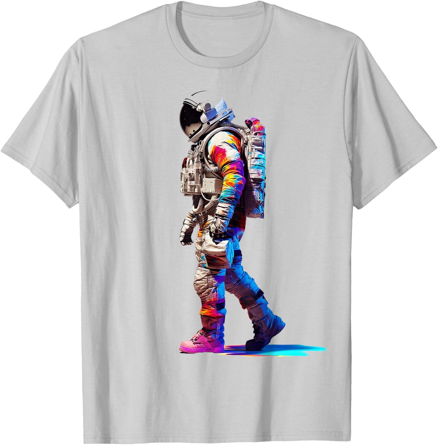 Astronaut Space Motif Colorful Astronaut T-Shirt - T-Shirt | Ash