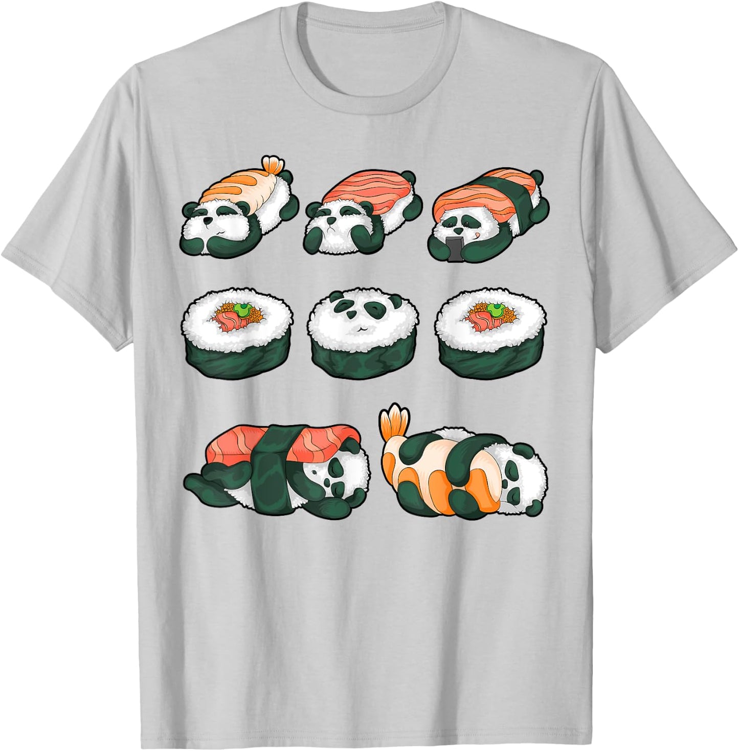 Panda Sushi Hug Shirt Cute Animal Maki Lover Funny Food Gift T-Shirt - T-Shirt | Ash