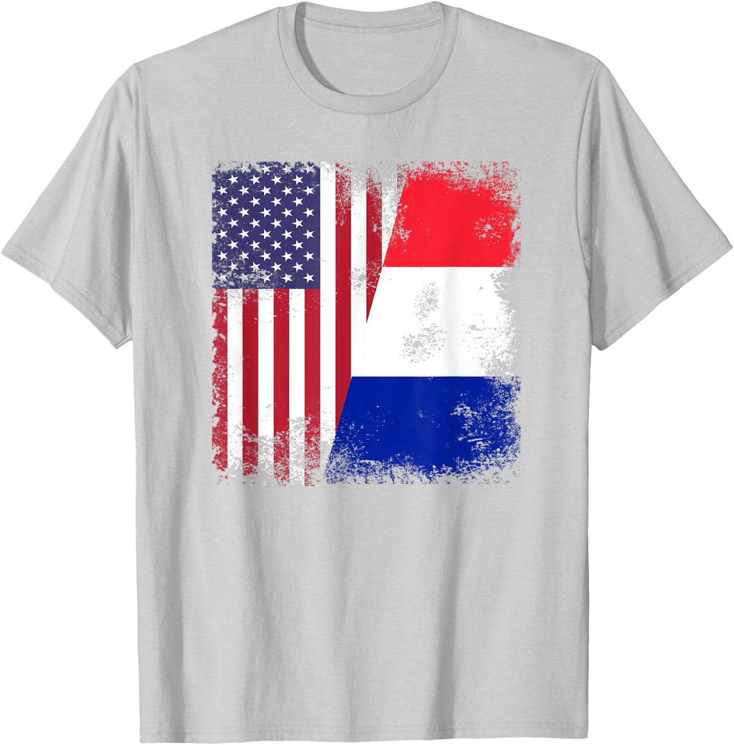 Half French Frenchman Flag | Vintage France USA Gift T-Shirt - T-Shirt | Ash