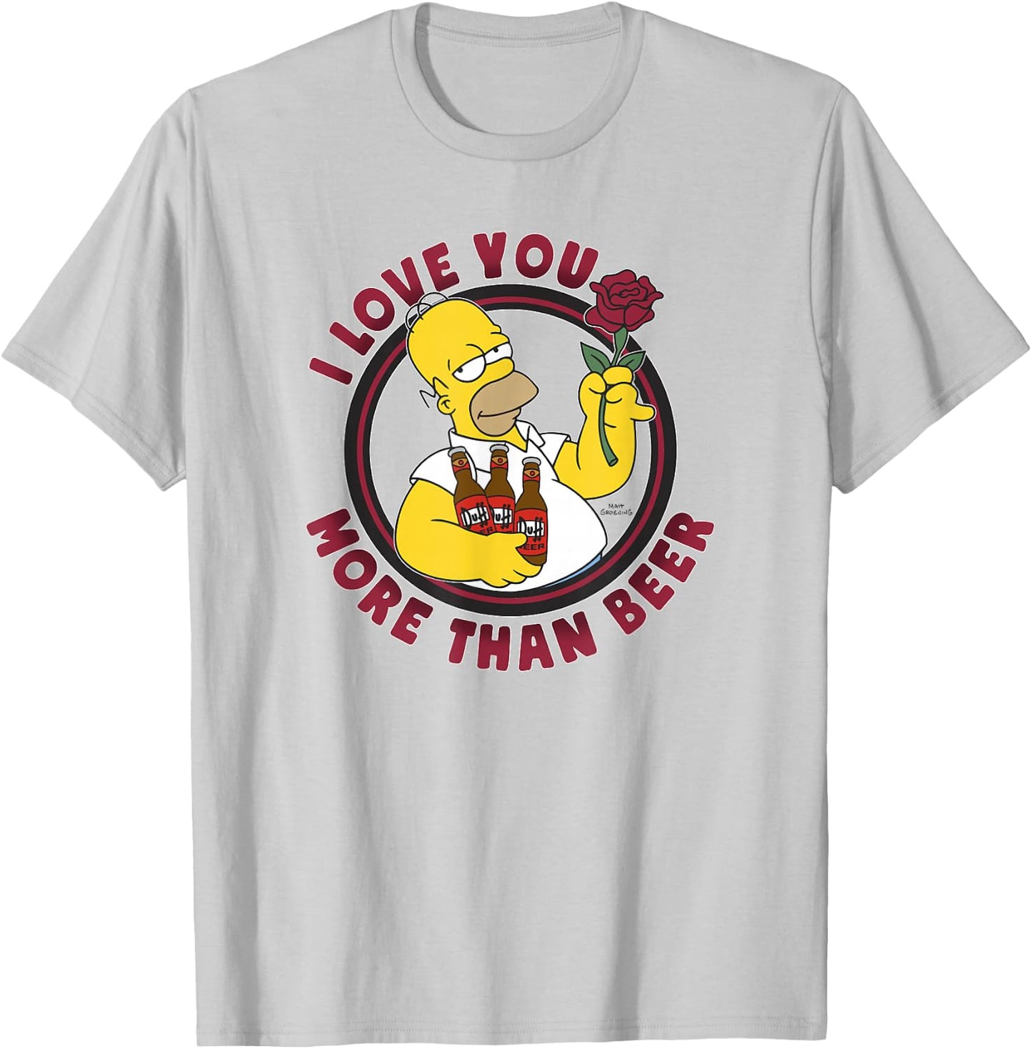 The Simpsons Valentine's Day Homer I Love You More Than Beer T-Shirt - T-Shirt | Ash