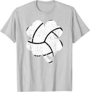 Volleyball Shamrock Four Leaf Clover St Patricks Day T-Shirt - T-Shirt | Ash