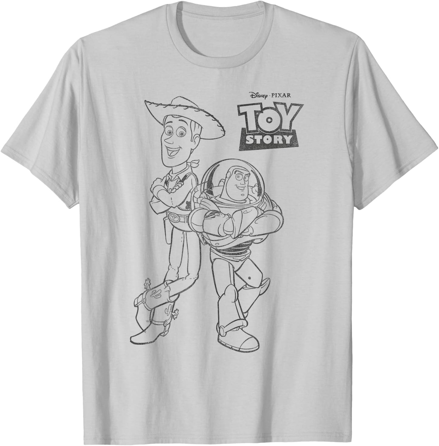 Disney Pixar Toy Story Buzz And Woody Back To Back Poster T-Shirt - T-Shirt | Ash