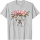 Outline with flowers English British Bulldog Women Girls Kids T-Shirt - T-Shirt | Ash
