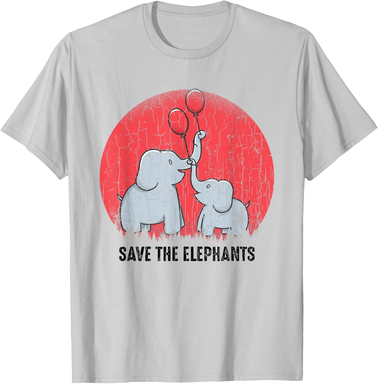 Save The Elephants Funny Elephant Lover Boys Girls Graphic T-Shirt - T-Shirt | Ash