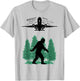 Pilot Stewardess Airplane Passengers Saw Bigfoot Humor Mode T-Shirt - T-Shirt | Ash