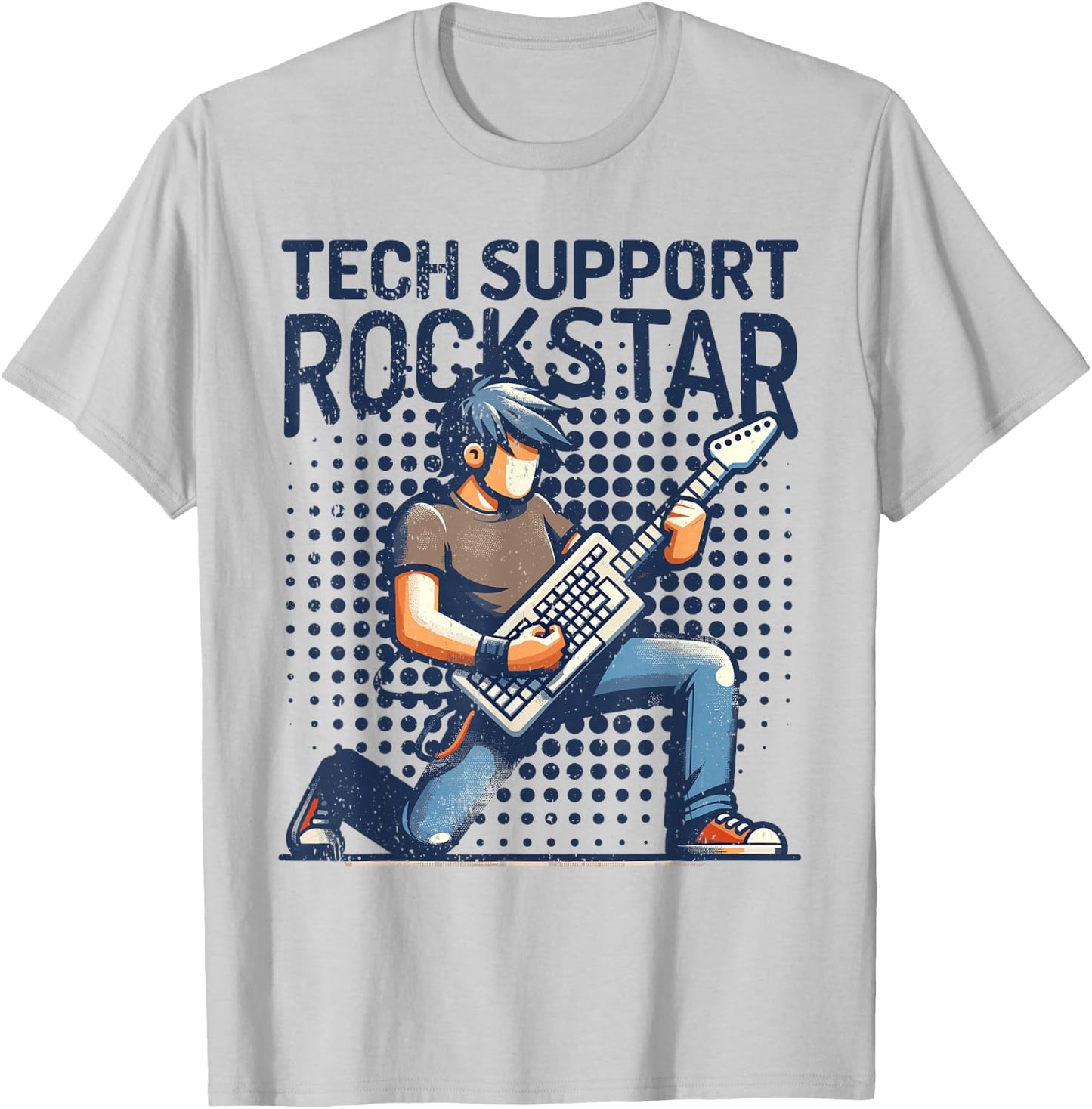 Tech Support Rockstar I Tech Engineer Computer IT Guy T-Shirt - T-Shirt | Ash