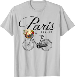 Paris France Souvenir Shirt, Paris Bike Image T-Shirt - T-Shirt | Ash