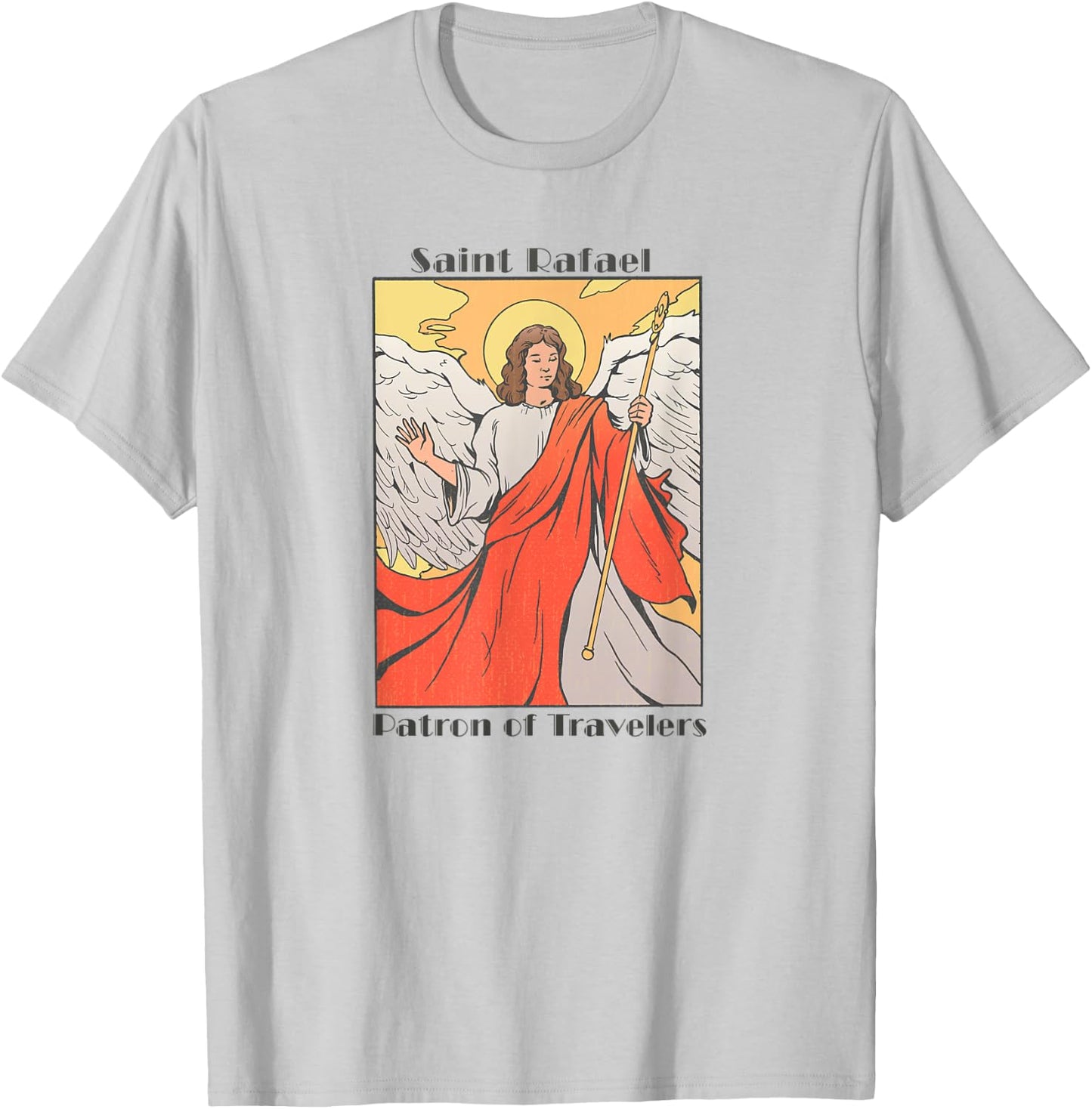 St. Rafael Catholic Archangel Patron Saint of Travel, Travel T-Shirt - T-Shirt | Ash