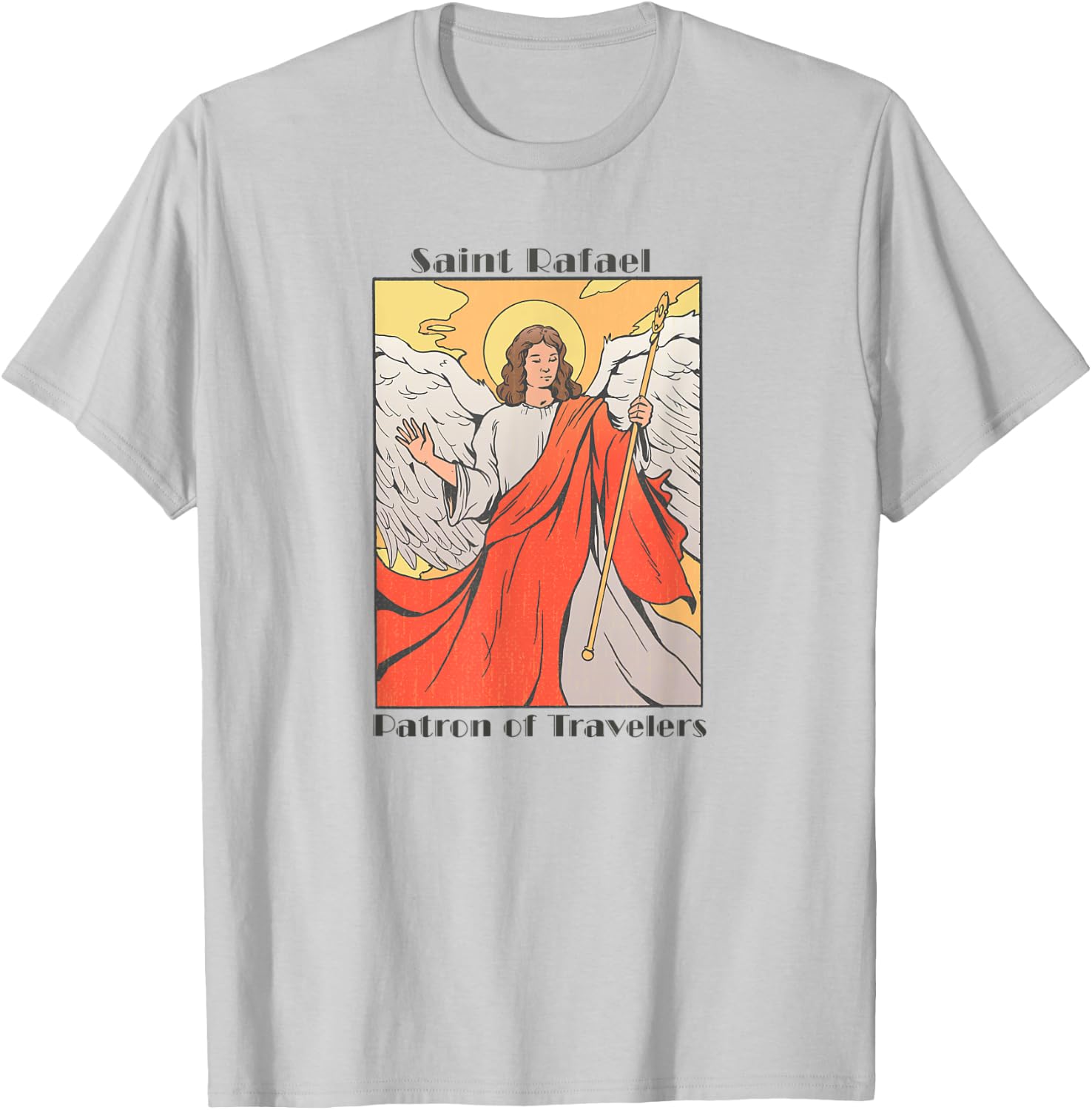 St. Rafael Catholic Archangel Patron Saint of Travel, Travel T-Shirt - T-Shirt | Ash