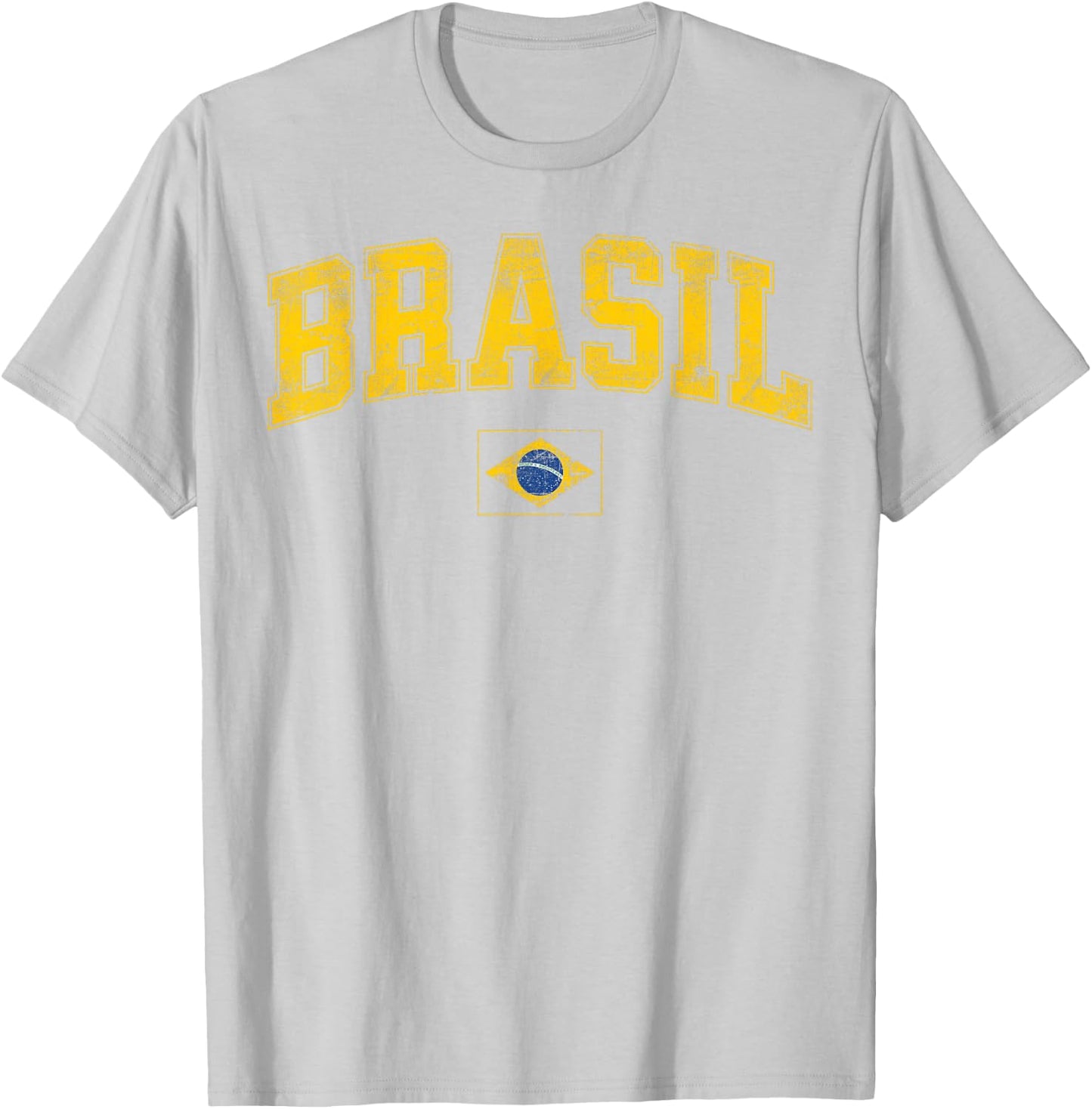 Retro Vintage Brasil | Women Men Kids Flag of Brazil T-Shirt - T-Shirt | Ash