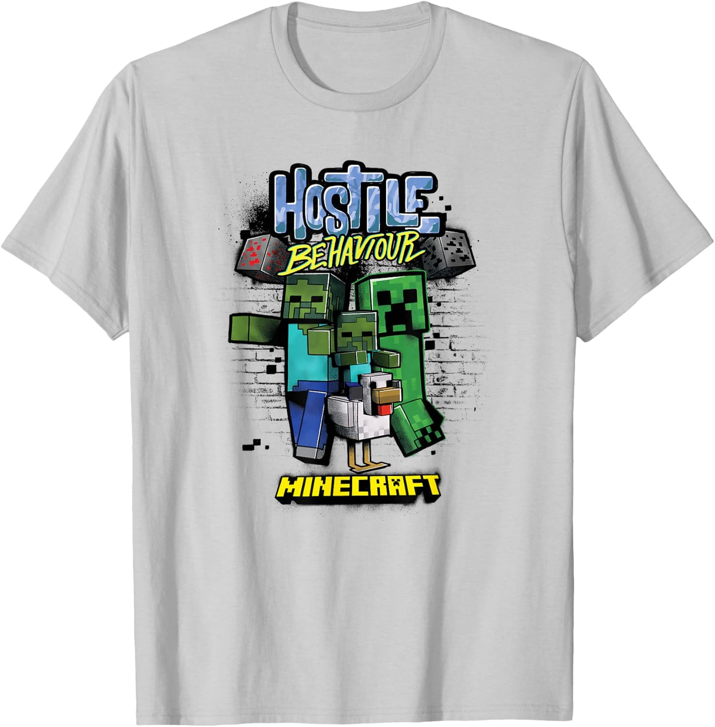 Minecraft Hostile Behaviour Aggressive Mob Group T-Shirt - T-Shirt | Ash