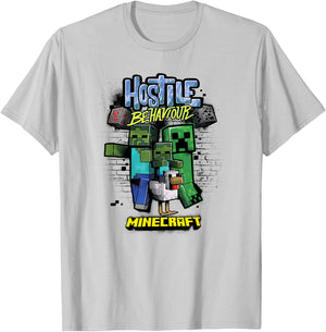 Minecraft Hostile Behaviour Aggressive Mob Group T-Shirt - T-Shirt | Ash