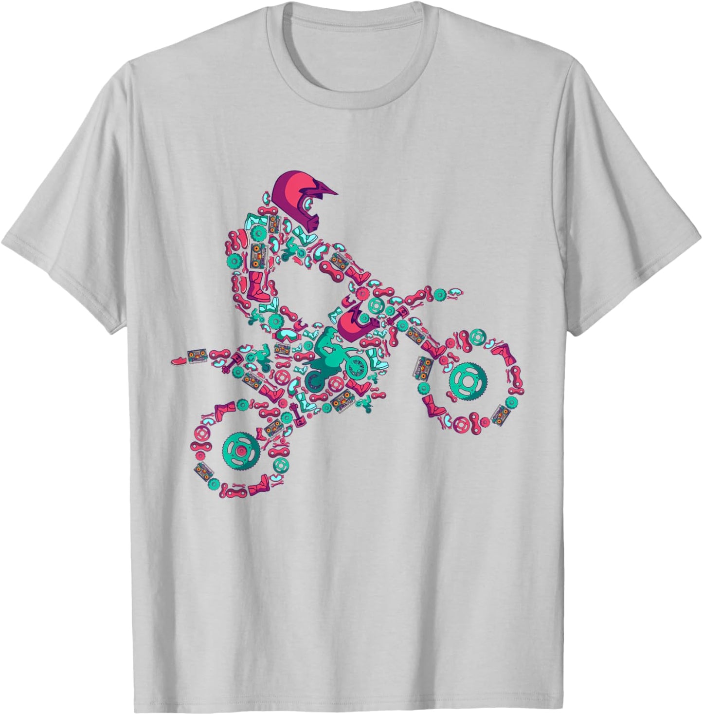 Motocross Enduro Supermoto Bike Dirt Biker T-Shirt - T-Shirt | Ash