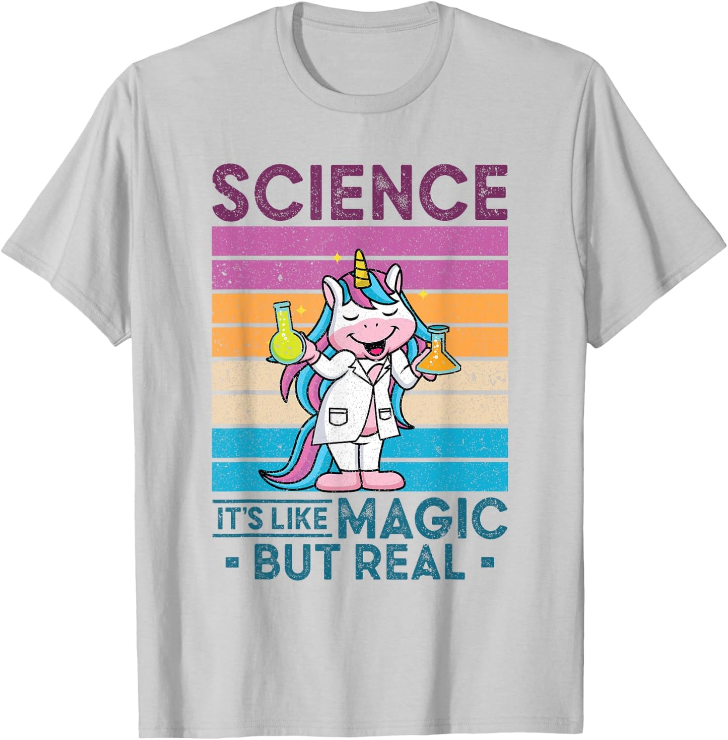Science It's Like Magic But Real Unicorn Scientist Science T-Shirt - T-Shirt | Ash