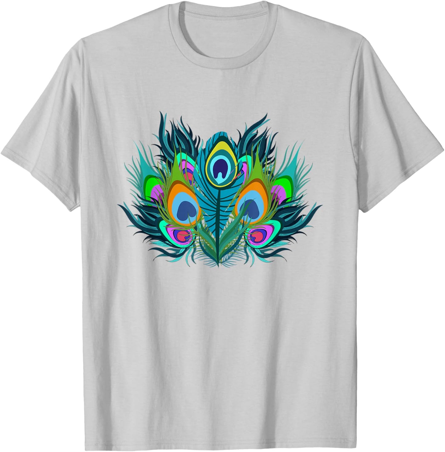 Peacock Feathers Zoo Animal Lover Ornamental Bird Peacock T-Shirt - T-Shirt | Ash