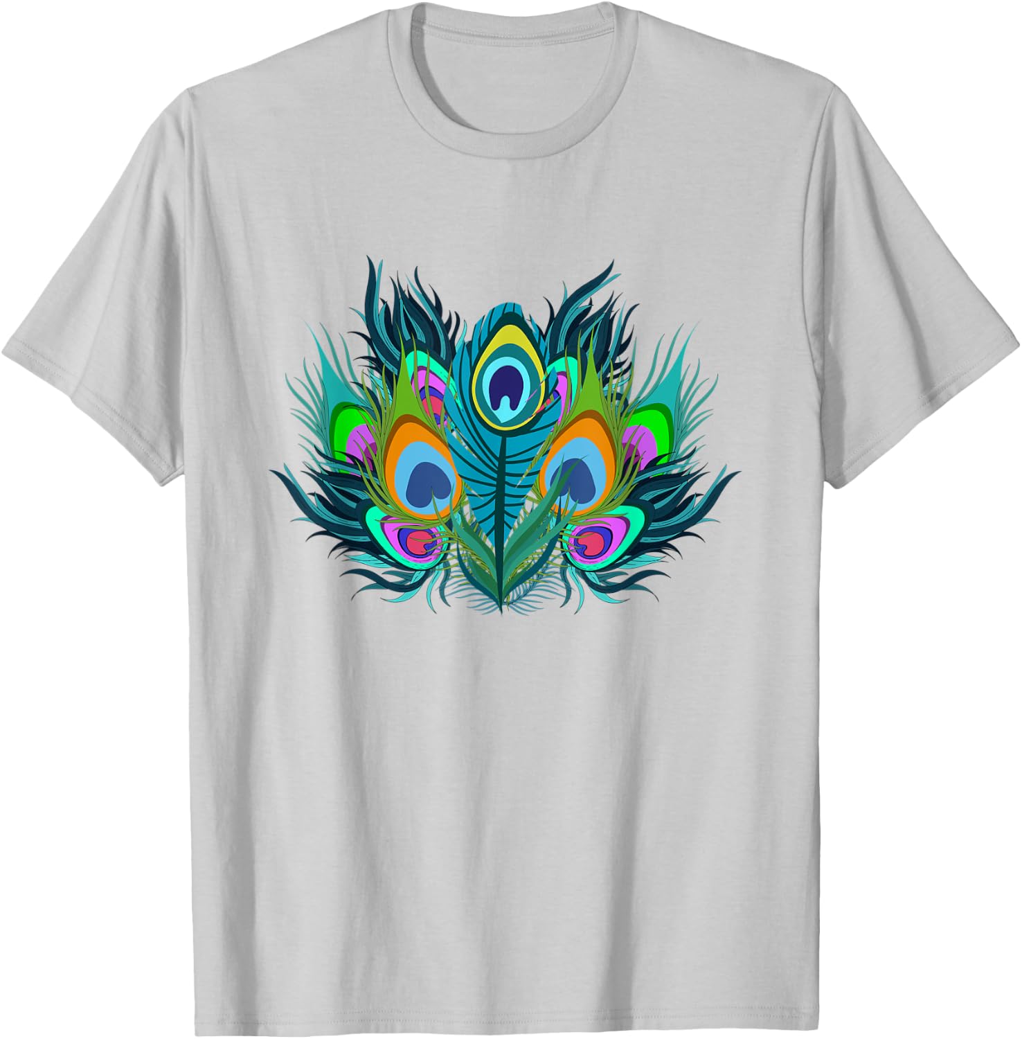 Peacock Feathers Zoo Animal Lover Ornamental Bird Peacock T-Shirt - T-Shirt | Ash