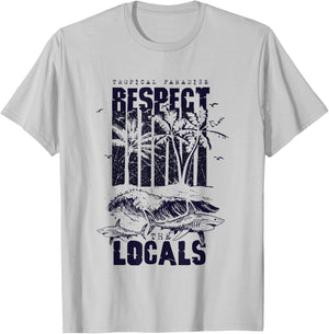 Tropical Paradise Respect Locals Save Sharks Vintage T-Shirt - T-Shirt | Ash