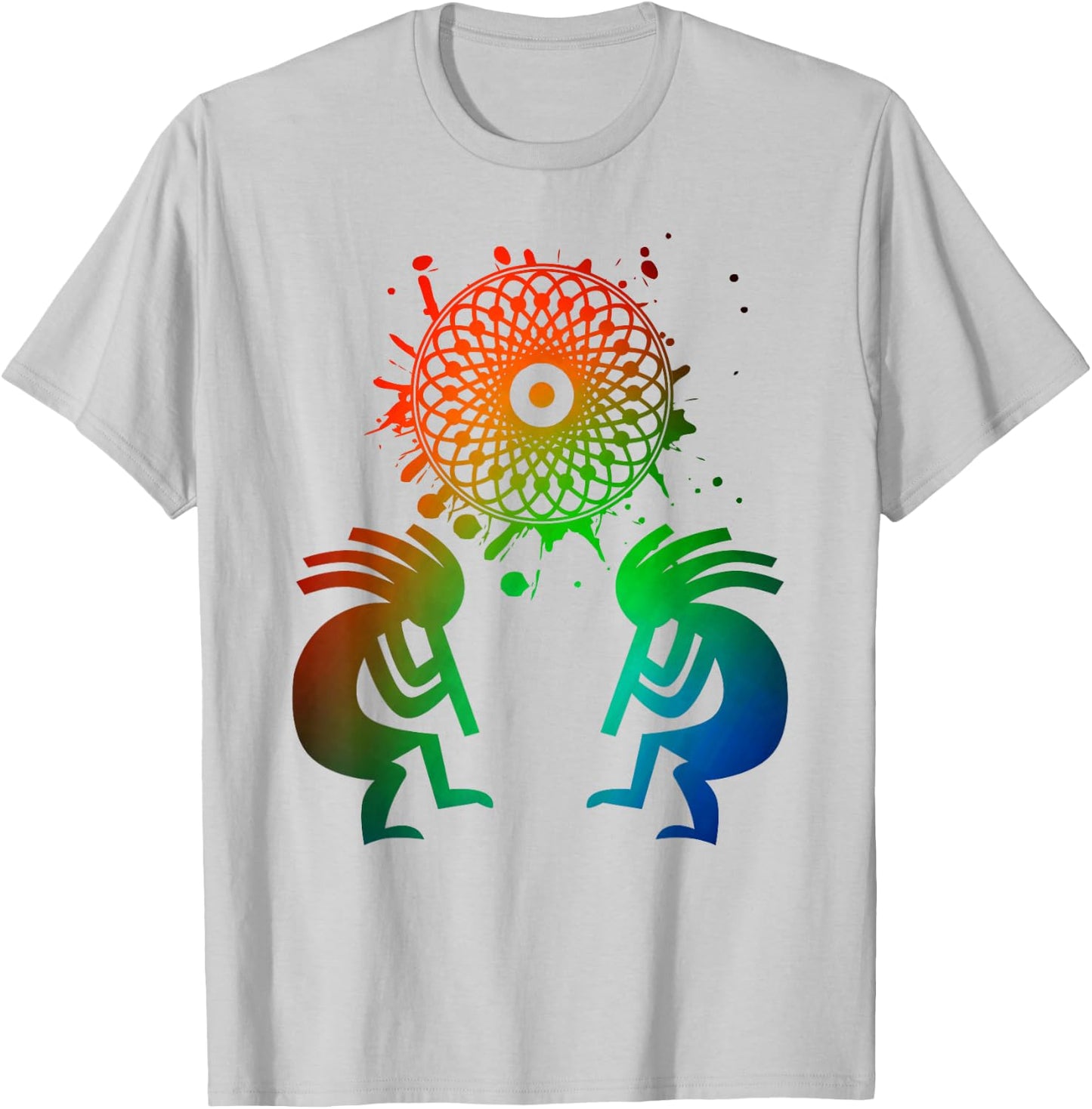 Kokopelli Native American Dream Catcher T-Shirt - T-Shirt | Ash