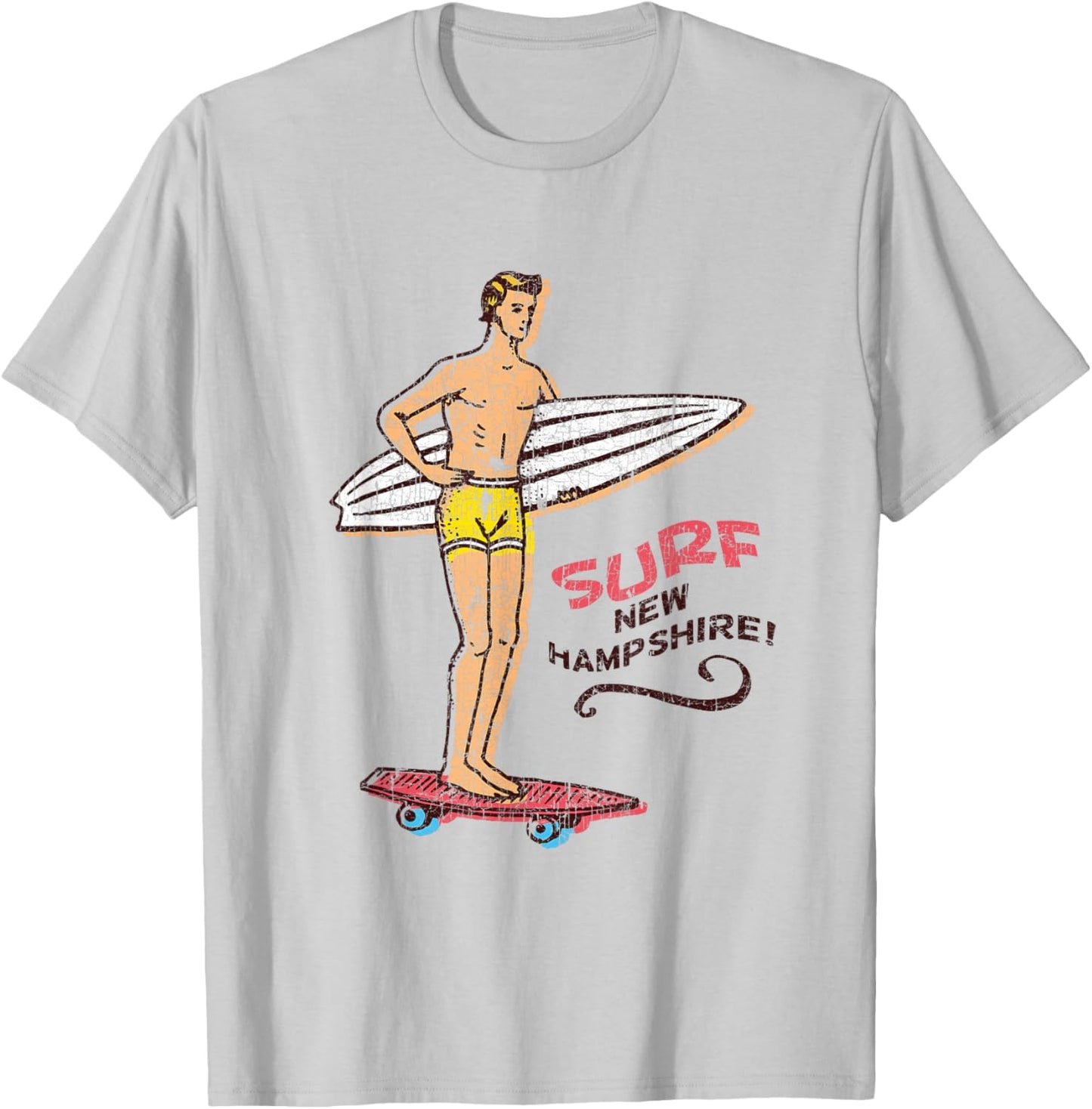 Surf New Hampshire Vintage Surfboard 60s 70s 80s T-Shirt - T-Shirt | Ash