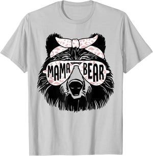Mama Bear Face Sunglasses Mother Mother's Day gift T-Shirt - T-Shirt | Ash