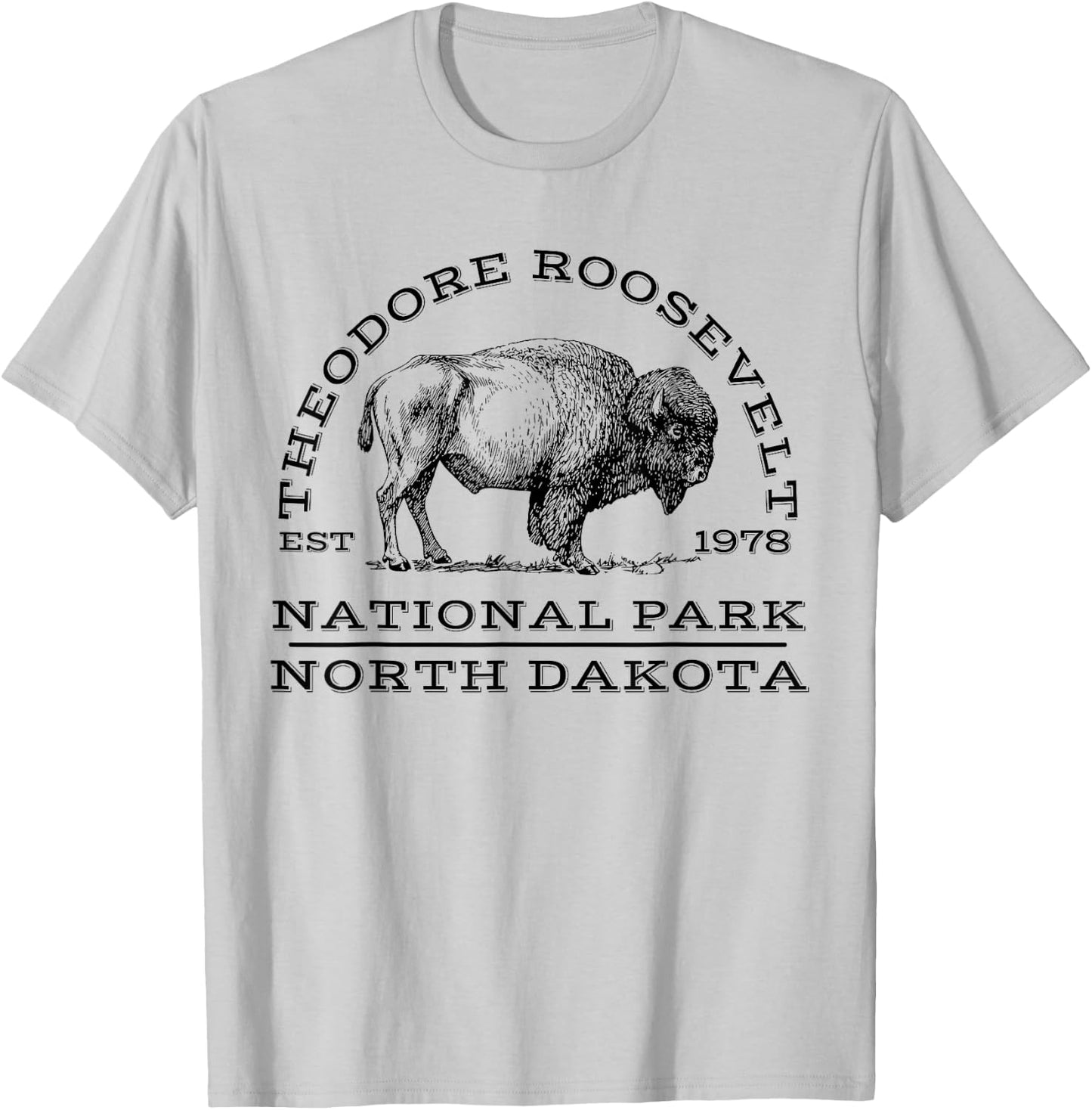 Theodore Roosevelt National Park Buffalo North Dakota Hike , Gray T-Shirt - T-Shirt | Ash
