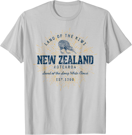 Vintage New Zealand Retro T-Shirt - T-Shirt | Ash