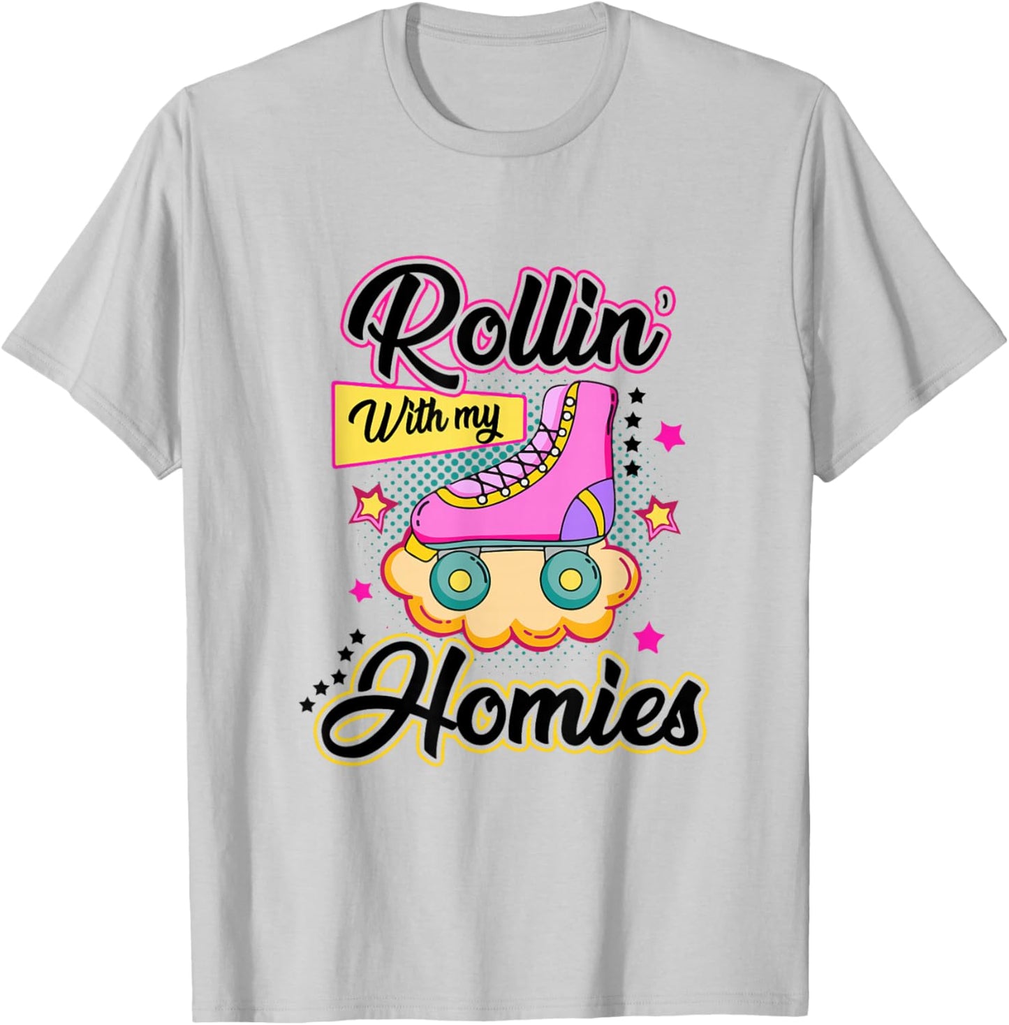 Rolling with My Homies Roller Skate Roller Skater Club Girl T-Shirt - T-Shirt | Ash