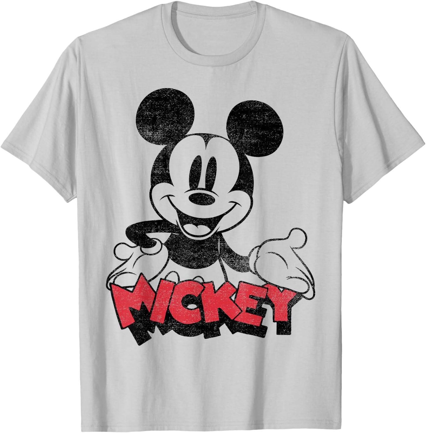 Disney Mickey And Friends Mickey Welcome Logo Portrait T-Shirt - T-Shirt | Ash