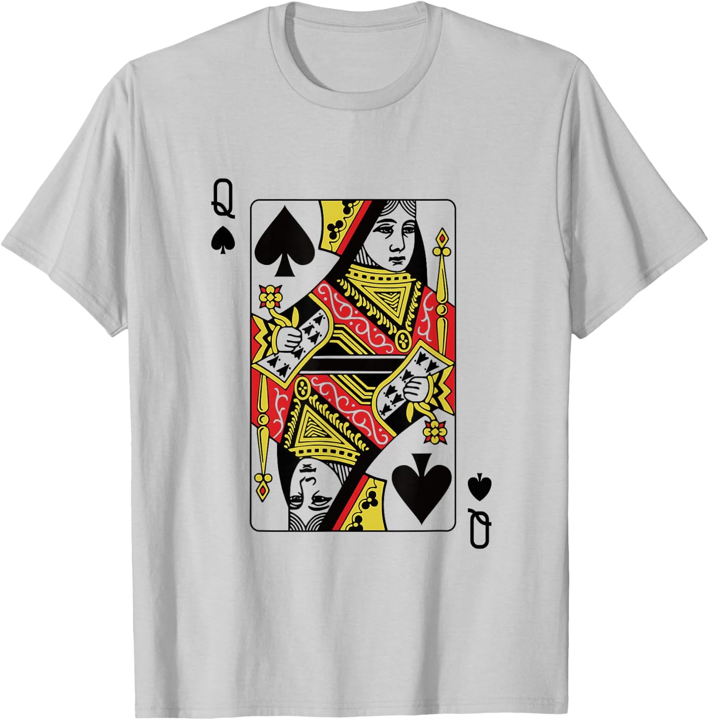 Queen Of Spades Playing Card Poker T-Shirt - T-Shirt | Ash