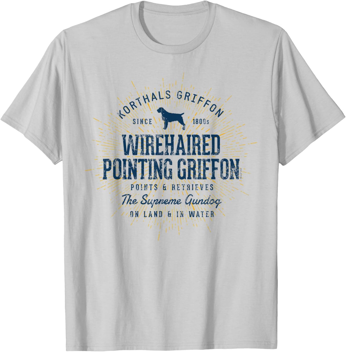 Korthals Griffon Vintage Retro Wirehaired Pointing Griffon T-Shirt - T-Shirt | Ash