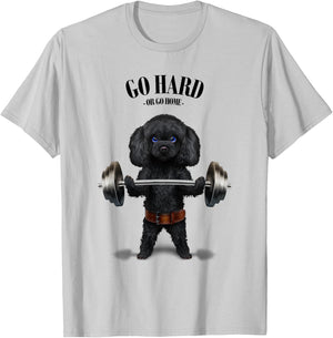 Black Poodle Dog Weightlifting in Fitness Gym Men Women Kids T-Shirt - T-Shirt | Ash