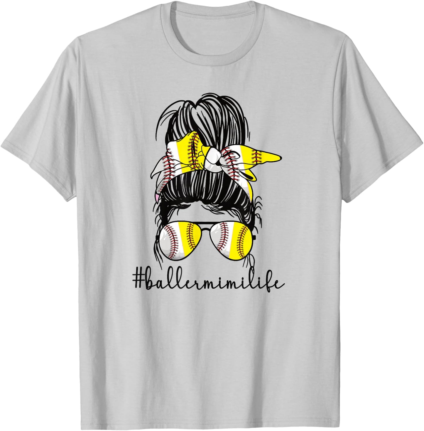 Baller Mimi Life Softball Baseball Mimi Grandma T-Shirt - T-Shirt | Ash