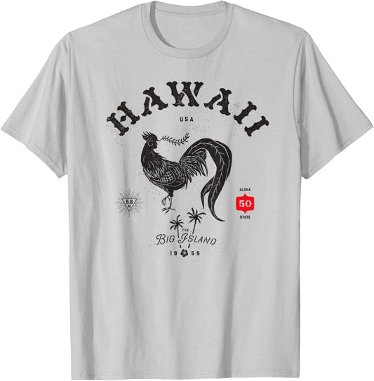 Vintage Hawaii Chicken Big Island Aloha State T-Shirt - T-Shirt | Ash